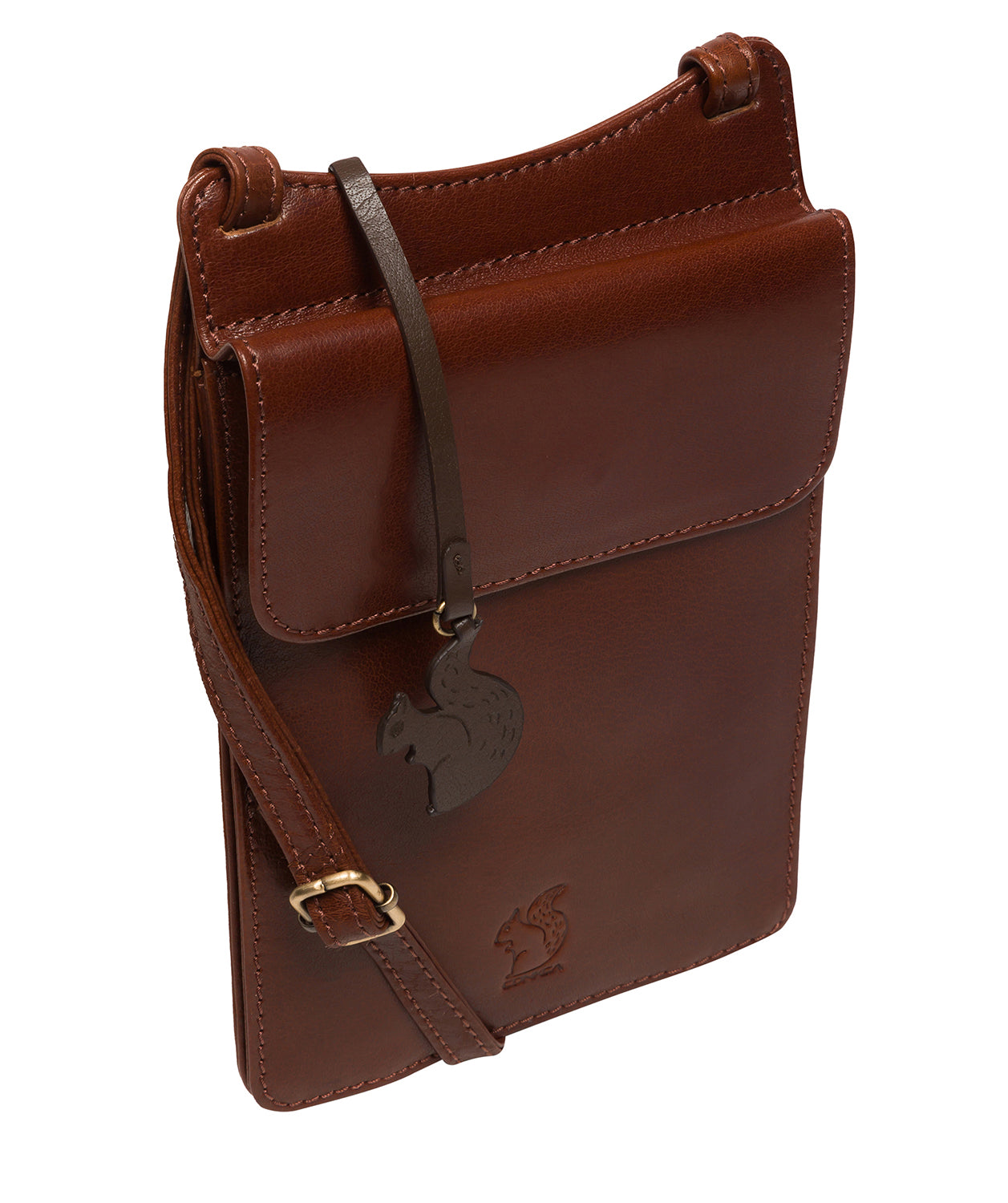 'Milly' Conker Brown Leather Cross Body Phone Bag