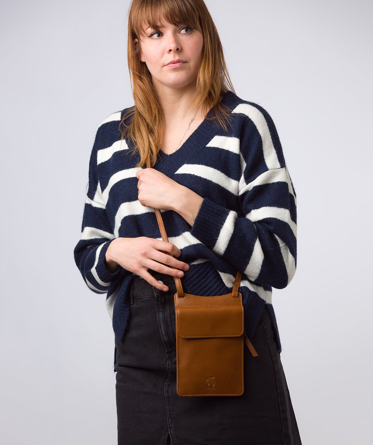 'Milly' Dark Tan Leather Cross Body Phone Bag