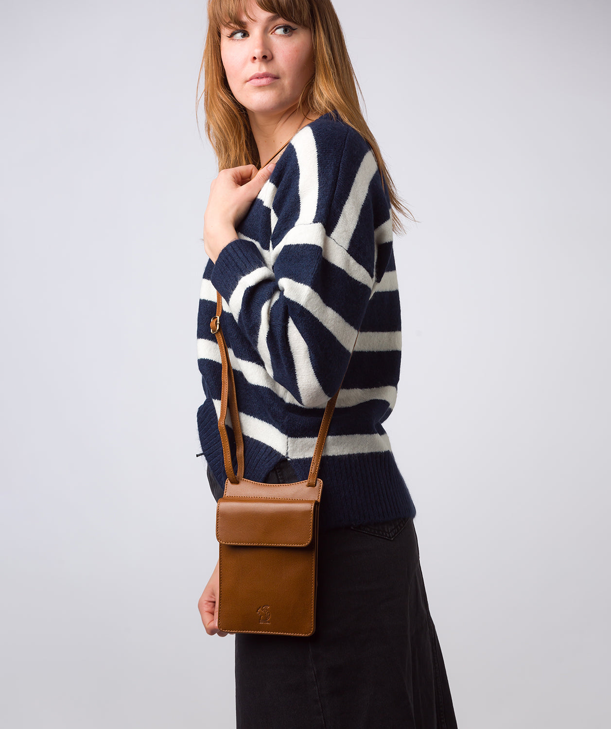 'Milly' Dark Tan Leather Cross Body Phone Bag