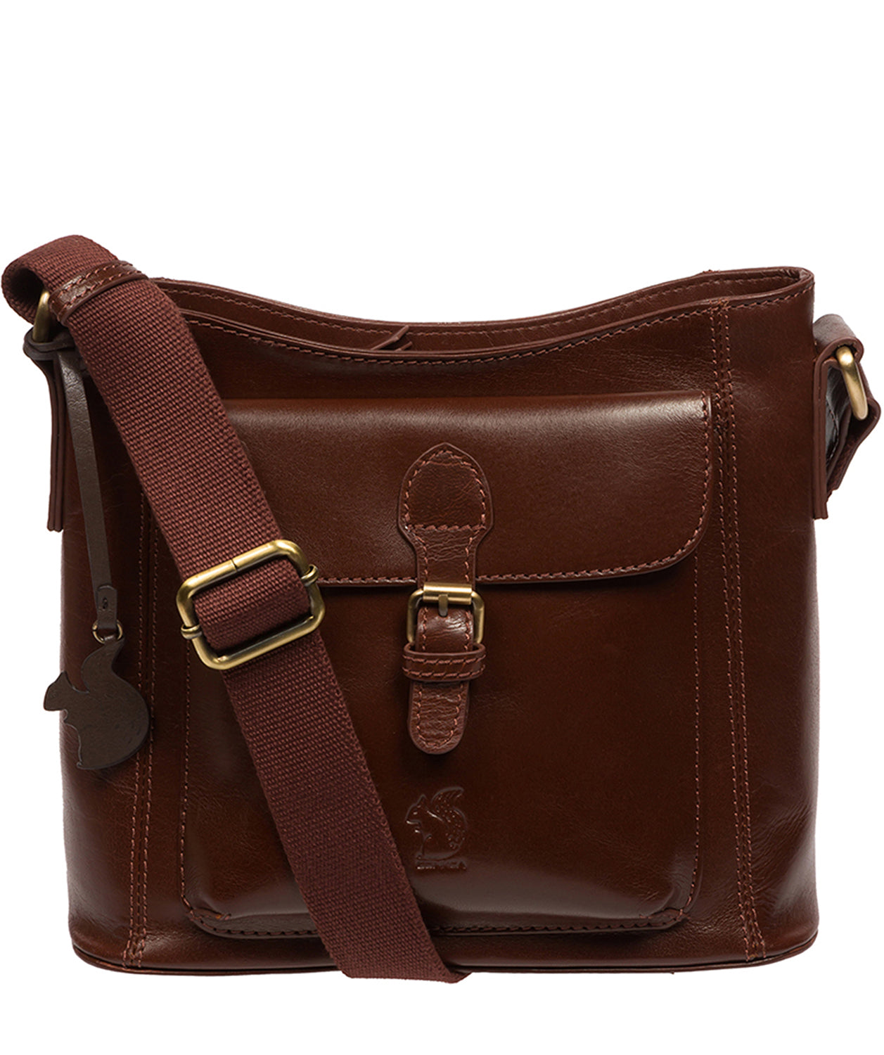 Conkca Signature Collection Bags: 'Carla' Conker Brown Leather Cross Body Bag