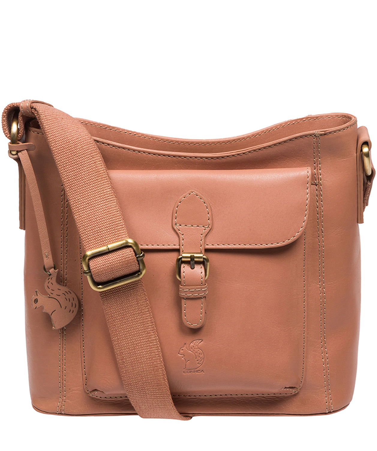 Conkca Signature Collection Bags: 'Carla' Subtle Pink Leather Cross Body Bag