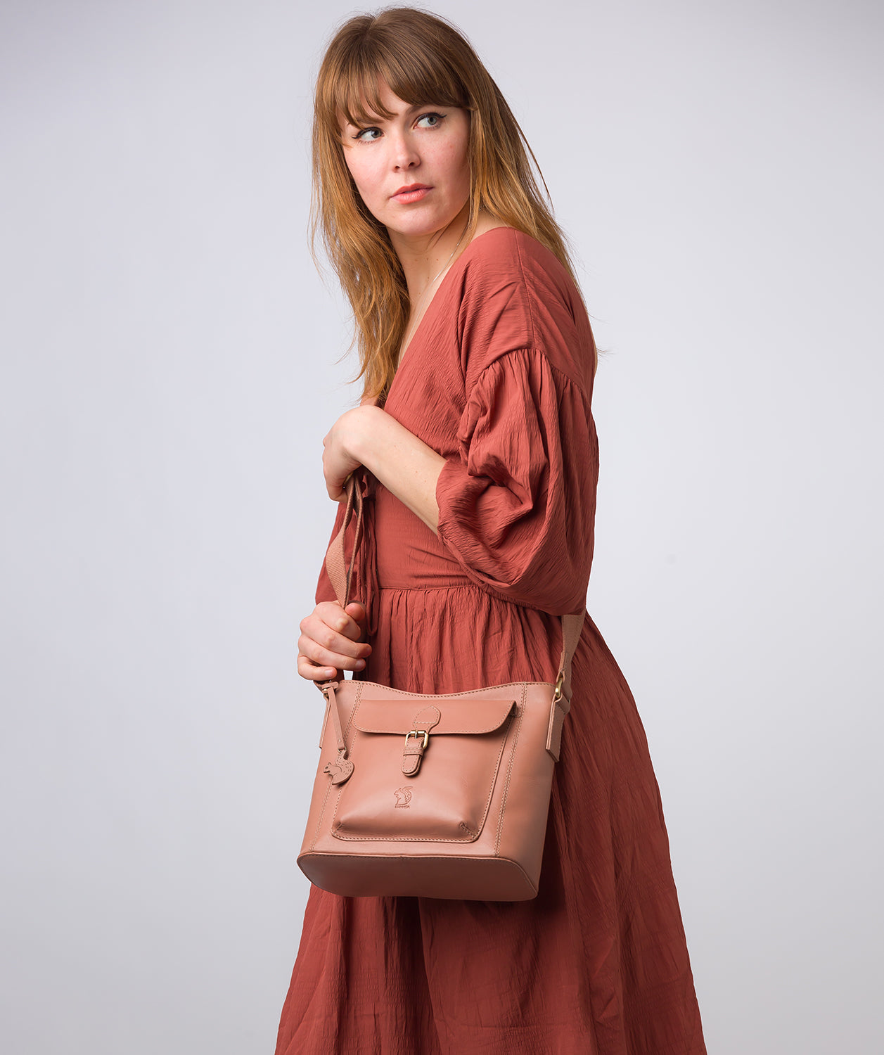 'Carla' Subtle Pink Leather Cross Body Bag