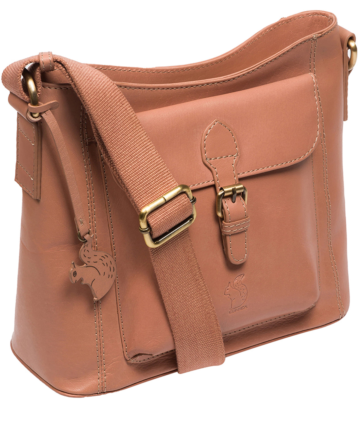 Conkca Signature Collection Bags: 'Carla' Subtle Pink Leather Cross Body Bag