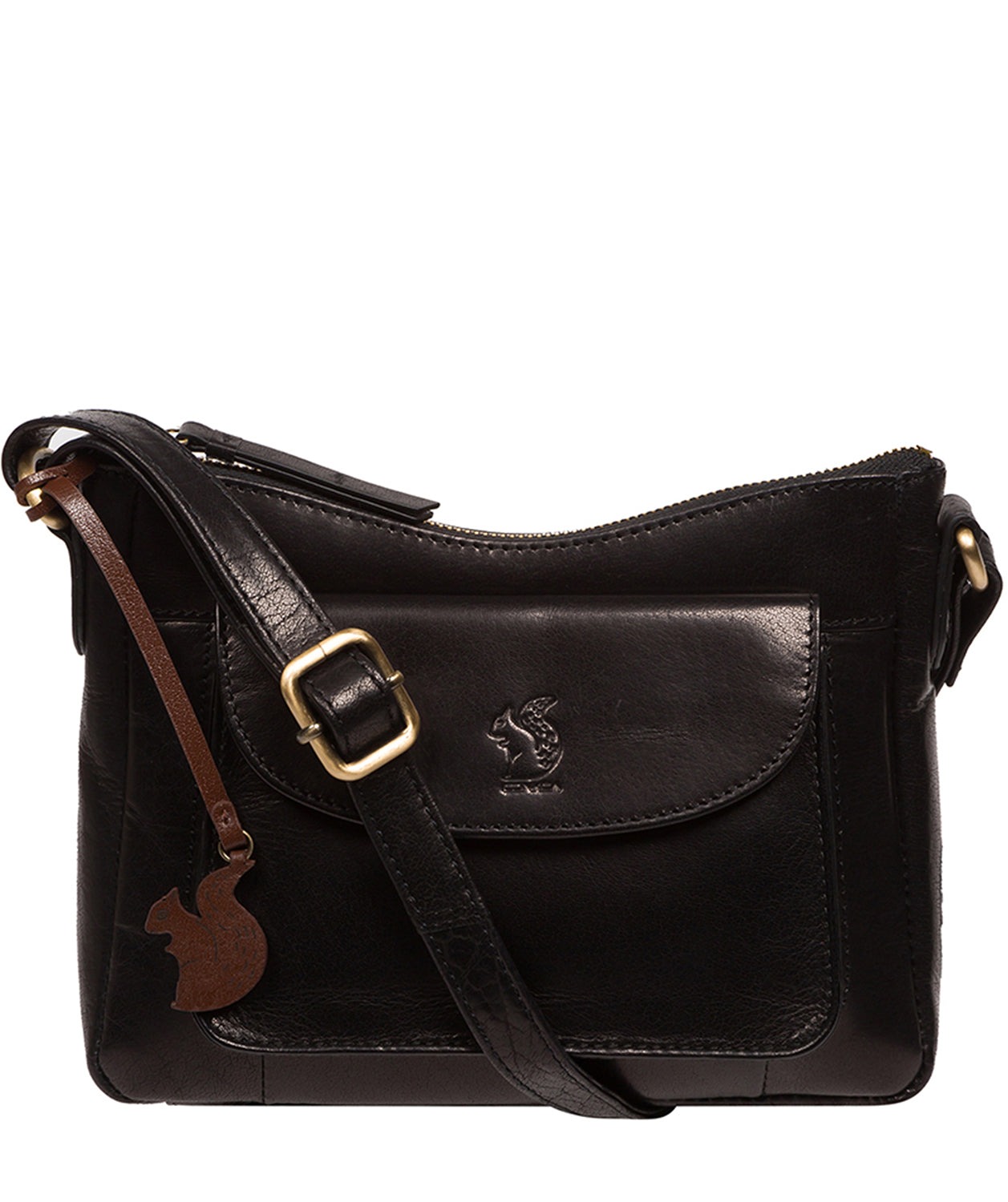 Conkca Signature Collection Bags: 'Lottie' Black Leather Cross Body Bag