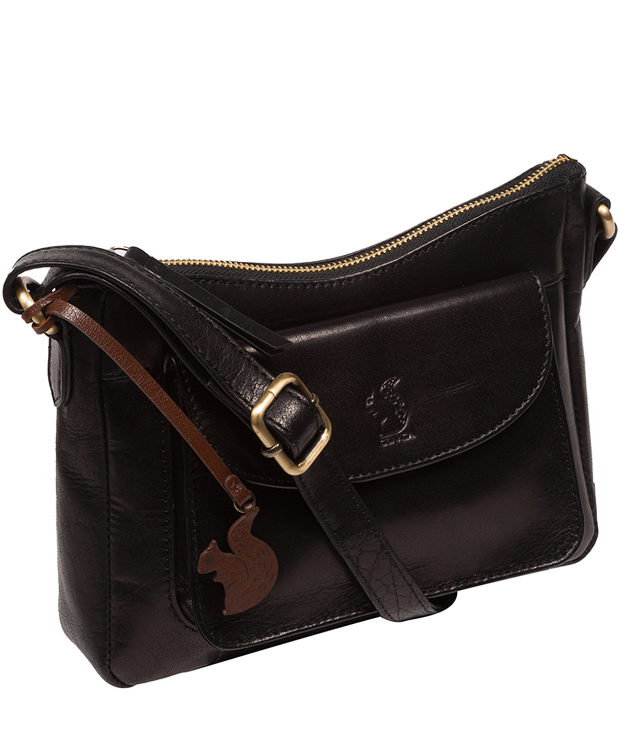 Conkca Signature Collection Bags: 'Lottie' Black Leather Cross Body Bag