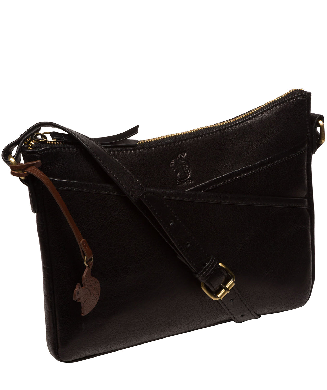 Conkca Signature Collection Bags: 'Viola' Black Leather Cross Body Bag