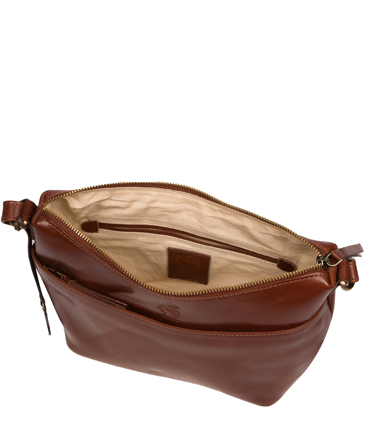 Conkca Signature Collection Bags: 'Merrill' Conker Brown Leather Cross Body Bag