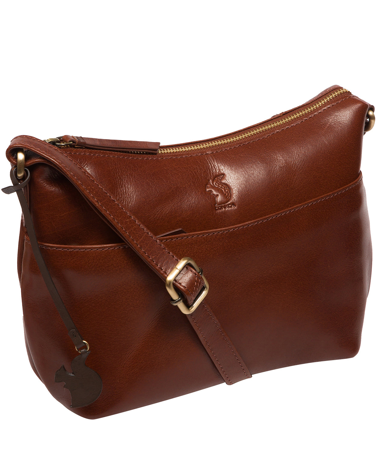 Conkca Signature Collection Bags: 'Merrill' Conker Brown Leather Cross Body Bag