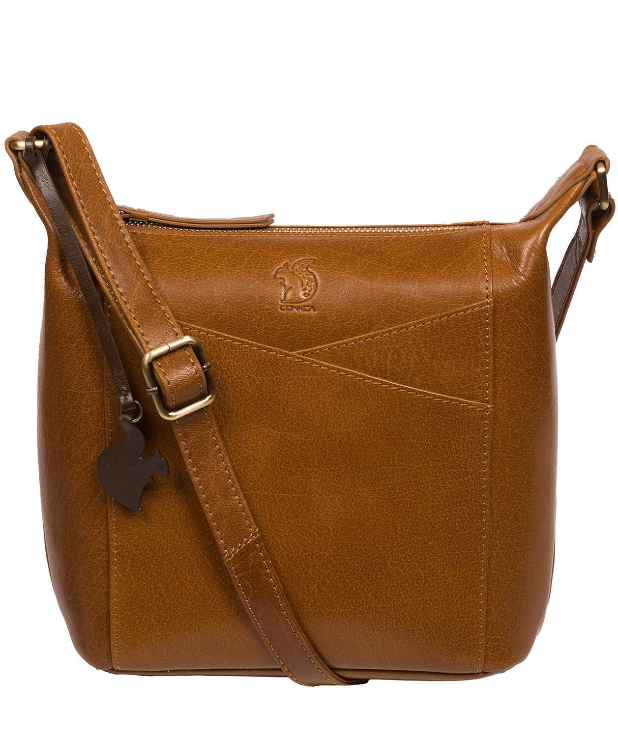 Conkca Signature Collection Bags: 'Kiki' Dark Tan Leather Shoulder Bag