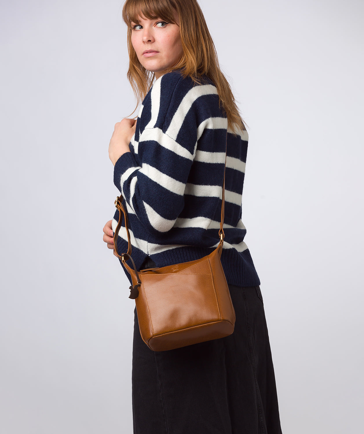 'Kiki' Dark Tan Leather Shoulder Bag