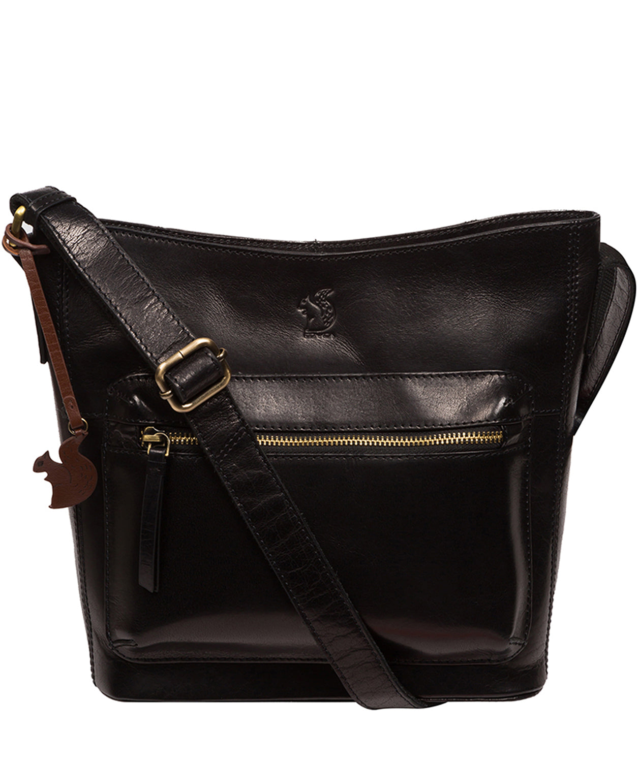 Conkca Signature Collection Bags: 'Liberty' Black Leather Shoulder Bag