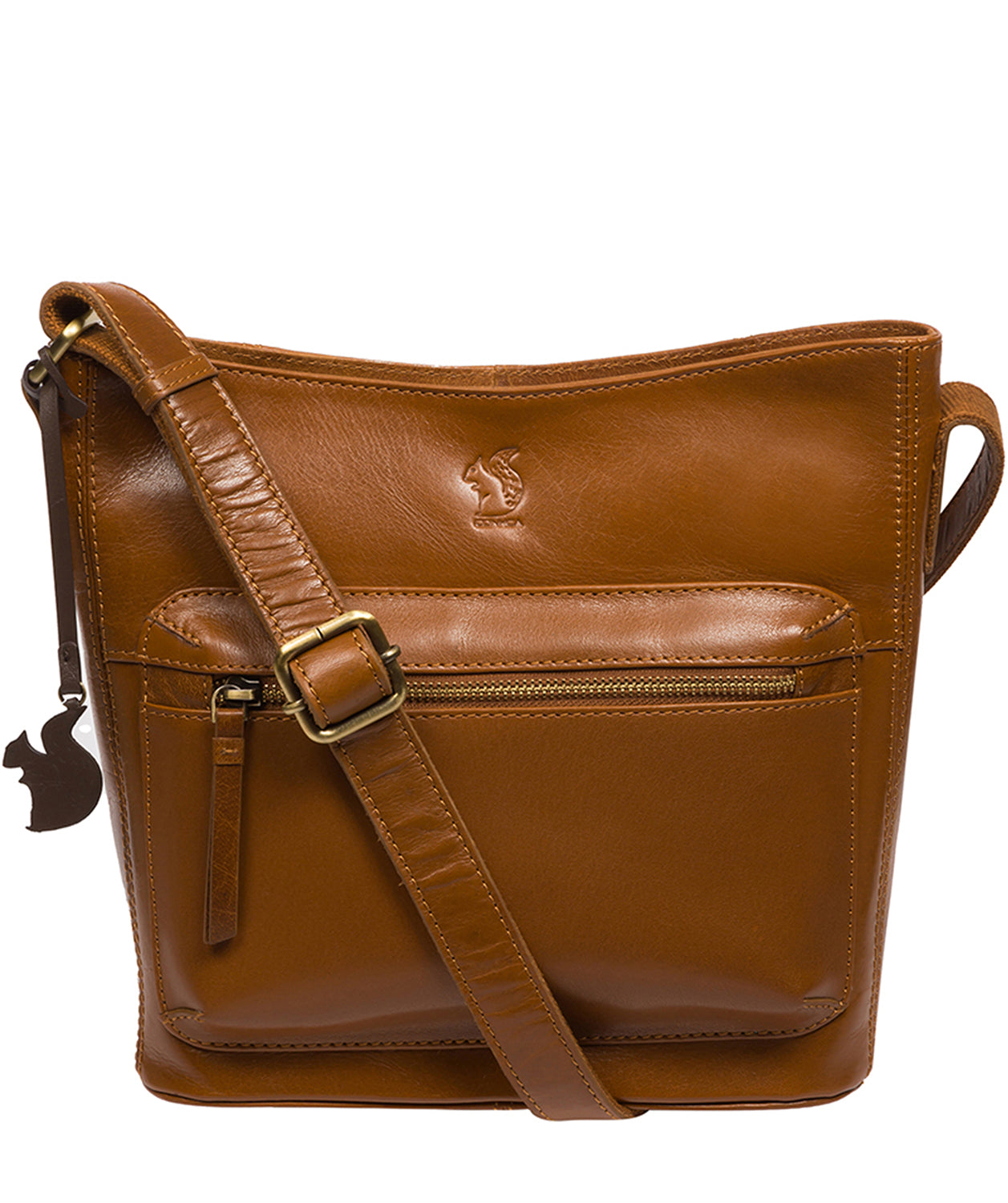 Conkca Signature Collection Bags: 'Liberty' Dark Tan Leather Shoulder Bag