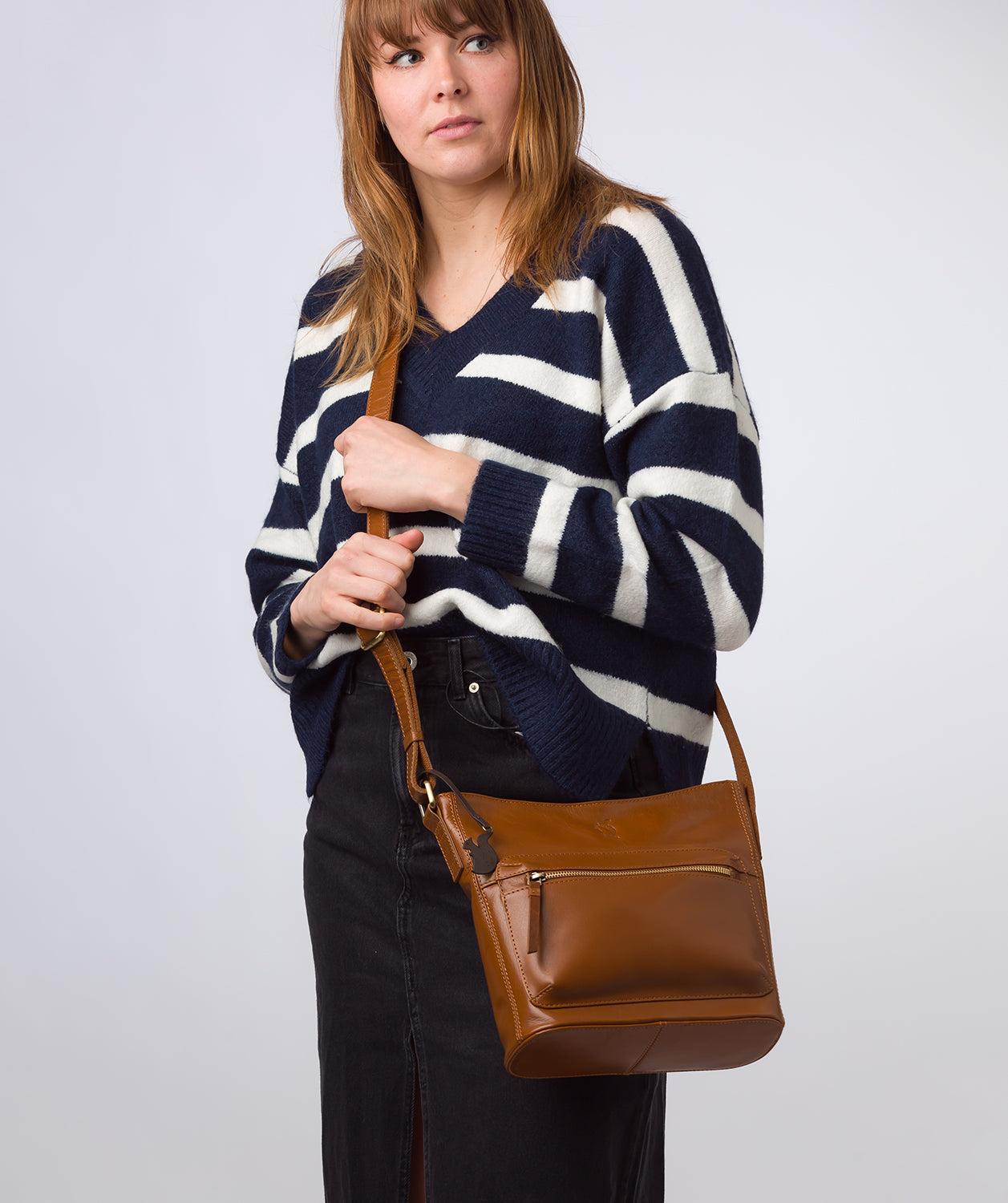 'Liberty' Dark Tan Leather Shoulder Bag