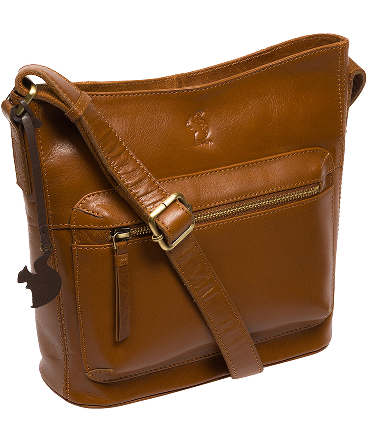 Conkca Signature Collection Bags: 'Liberty' Dark Tan Leather Shoulder Bag