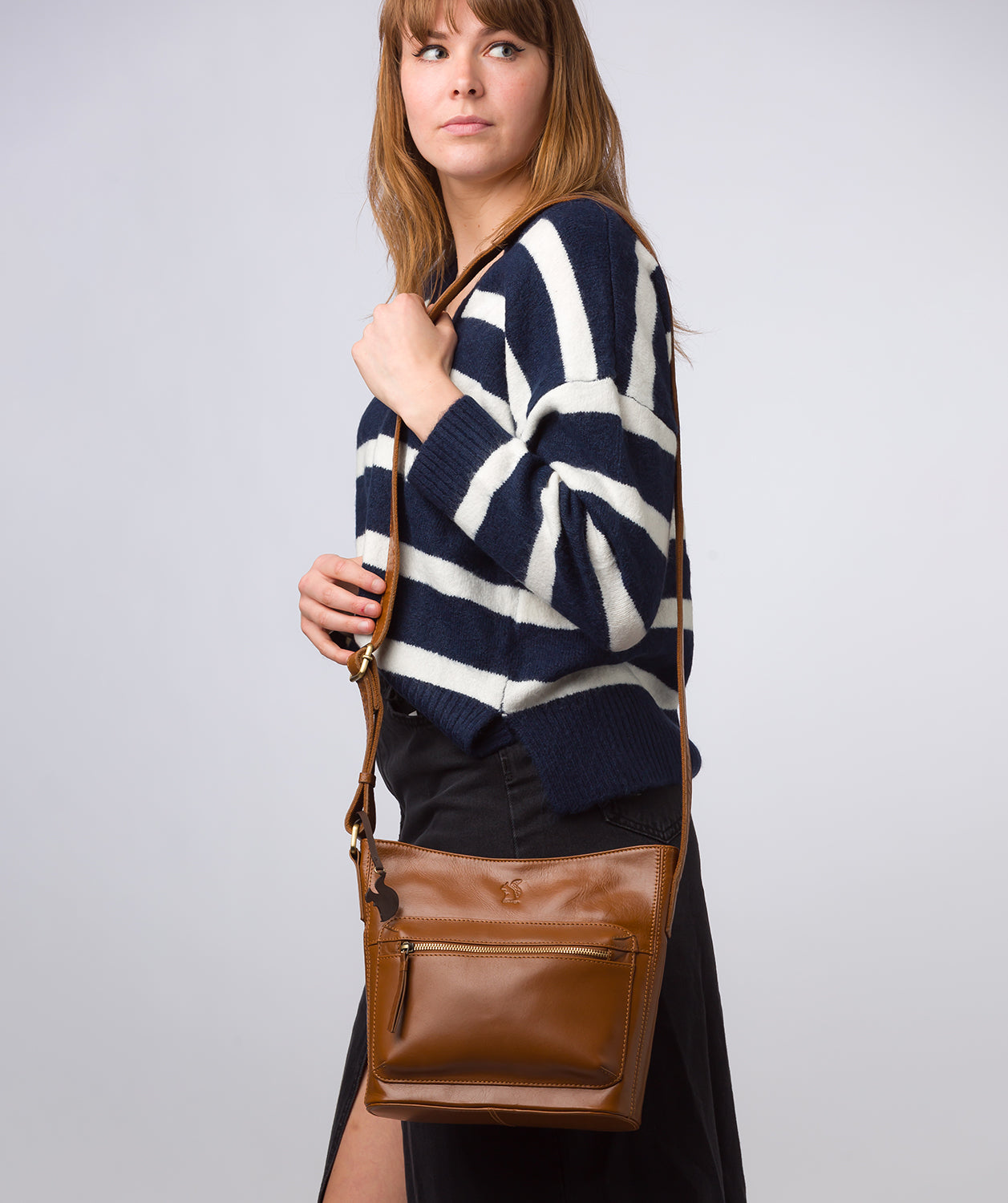 'Liberty' Dark Tan Leather Shoulder Bag