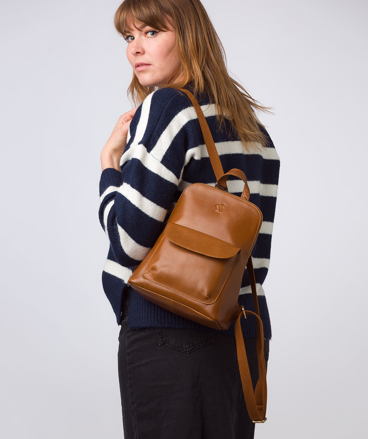 'Kerrie' Dark Tan Leather Backpack