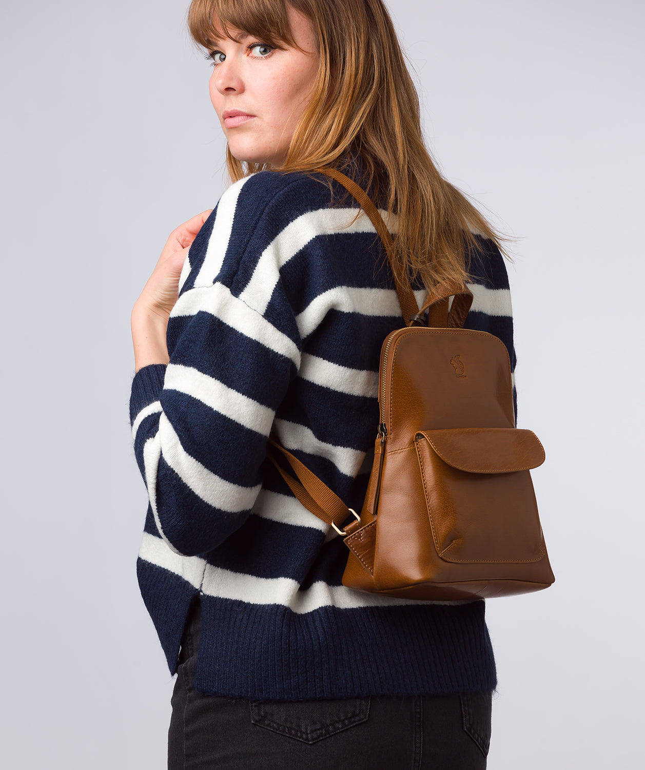 'Kerrie' Dark Tan Leather Backpack