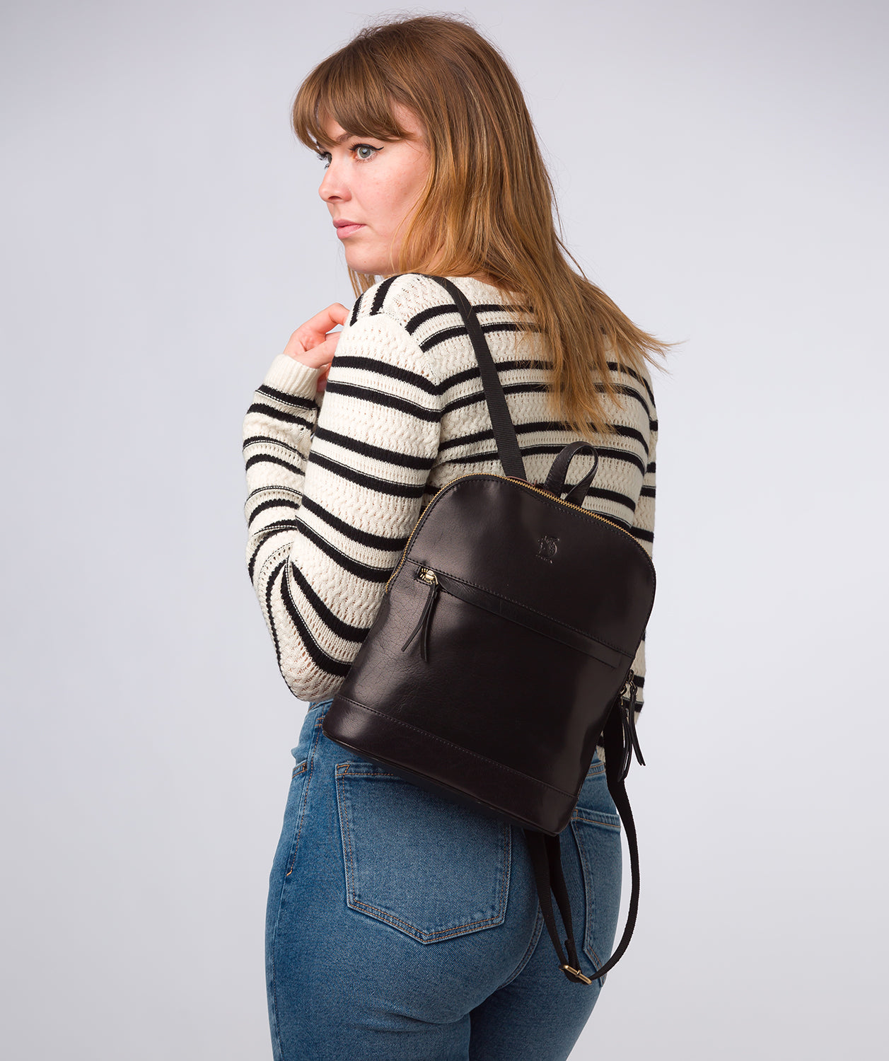 'Amora' Black Leather Backpack