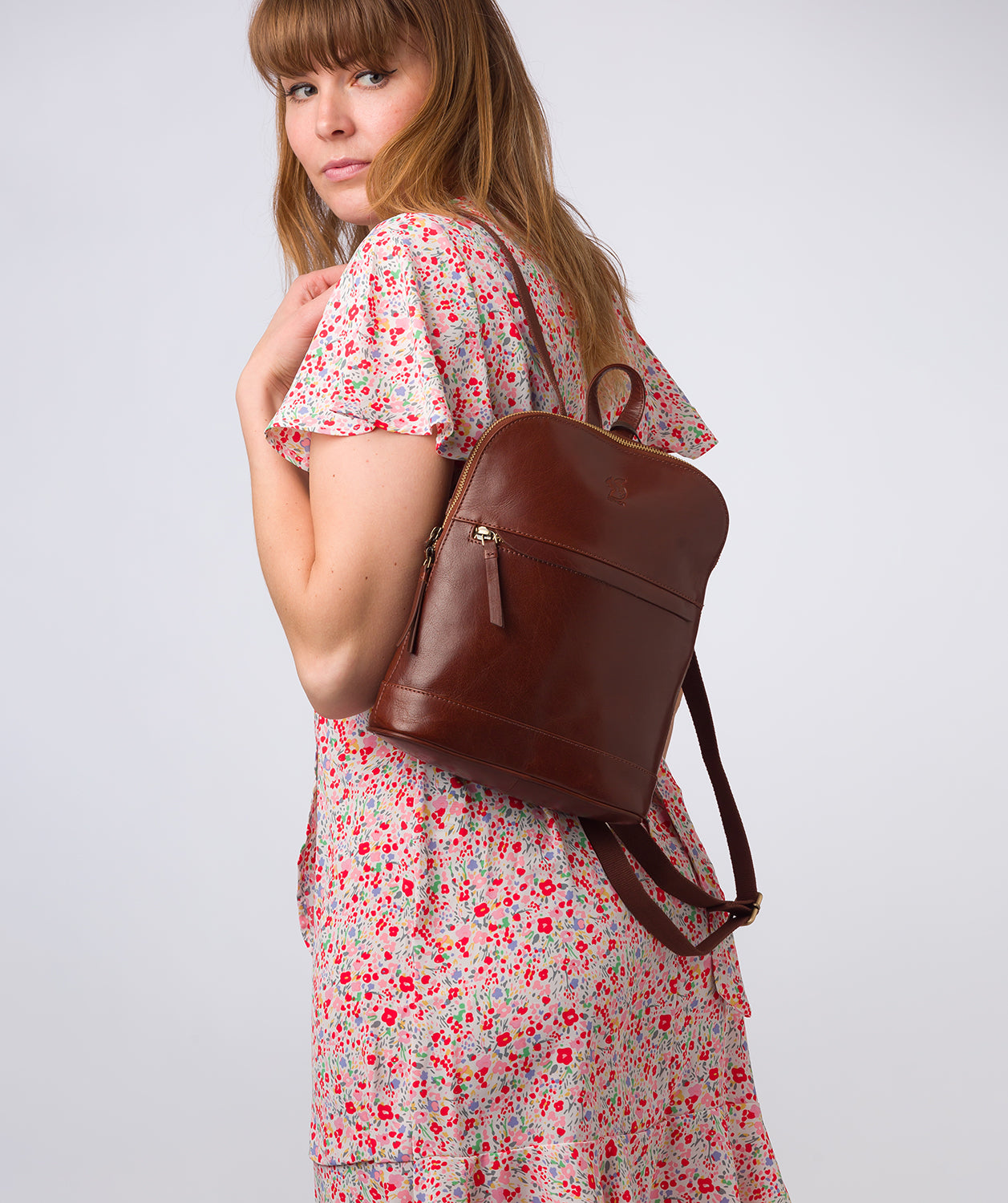 'Amora' Conker Brown Leather Backpack