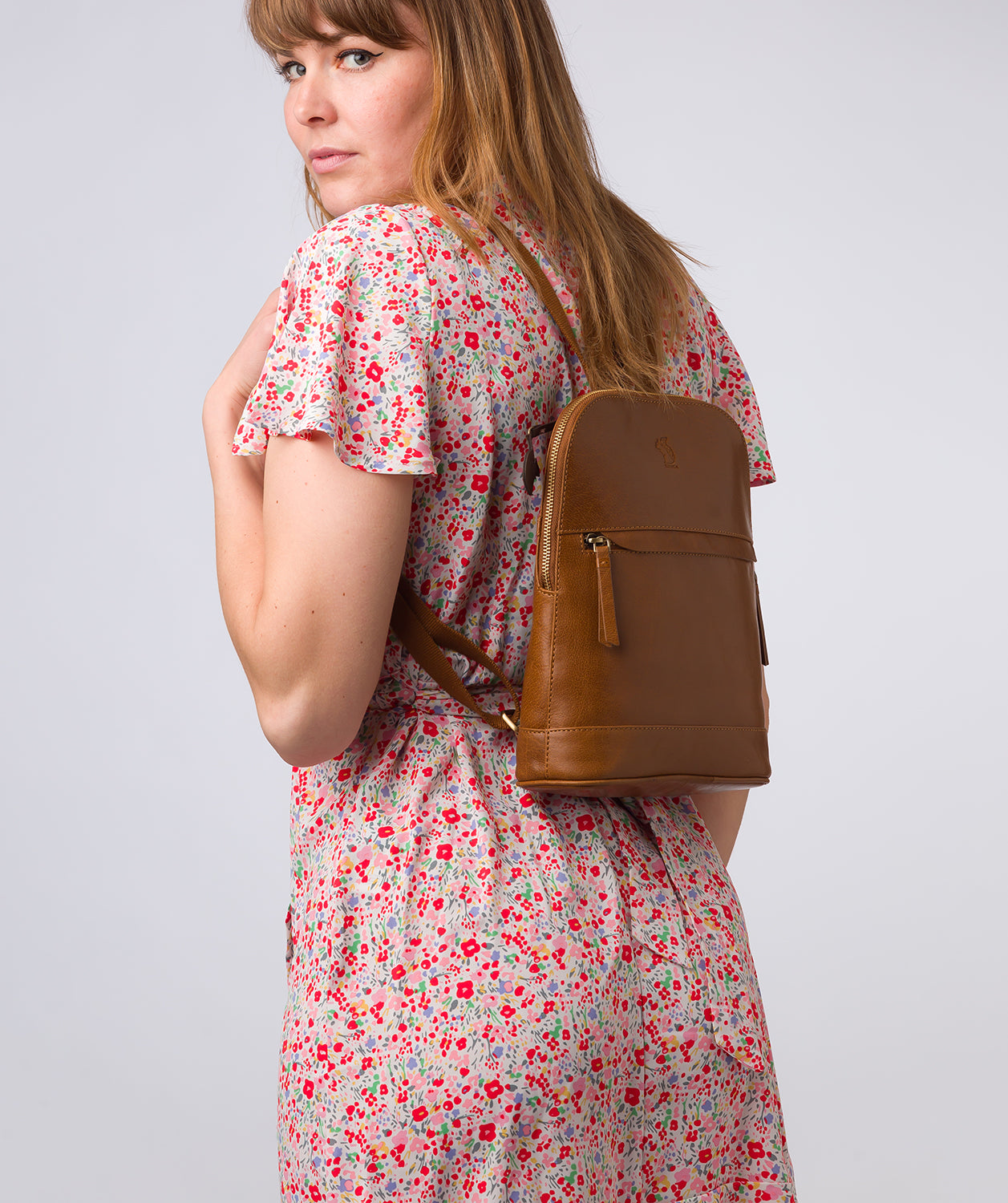 'Amora' Dark Tan Leather Backpack