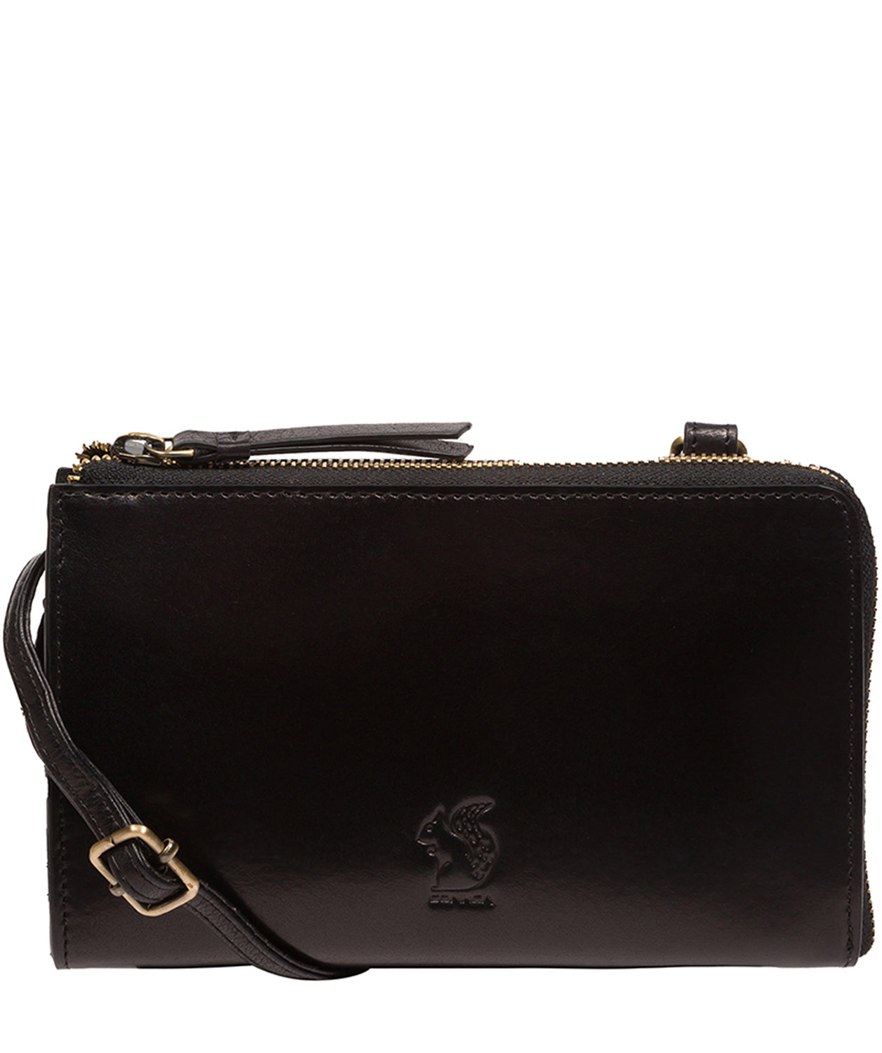 Conkca Signature Collection Bags: 'Winnie' Black Leather Cross Body Clutch Bag