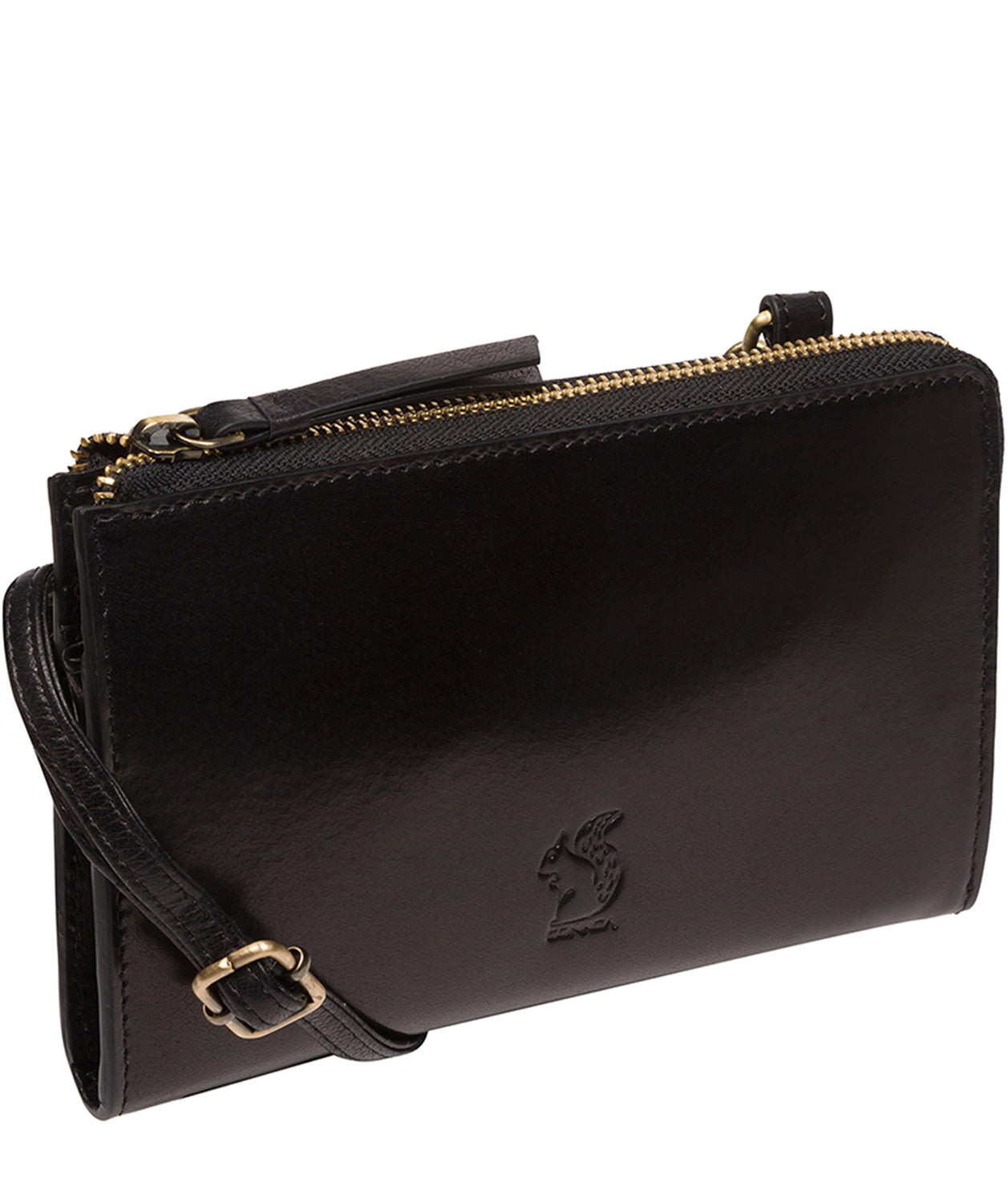 Conkca Signature Collection Bags: 'Winnie' Black Leather Cross Body Clutch Bag