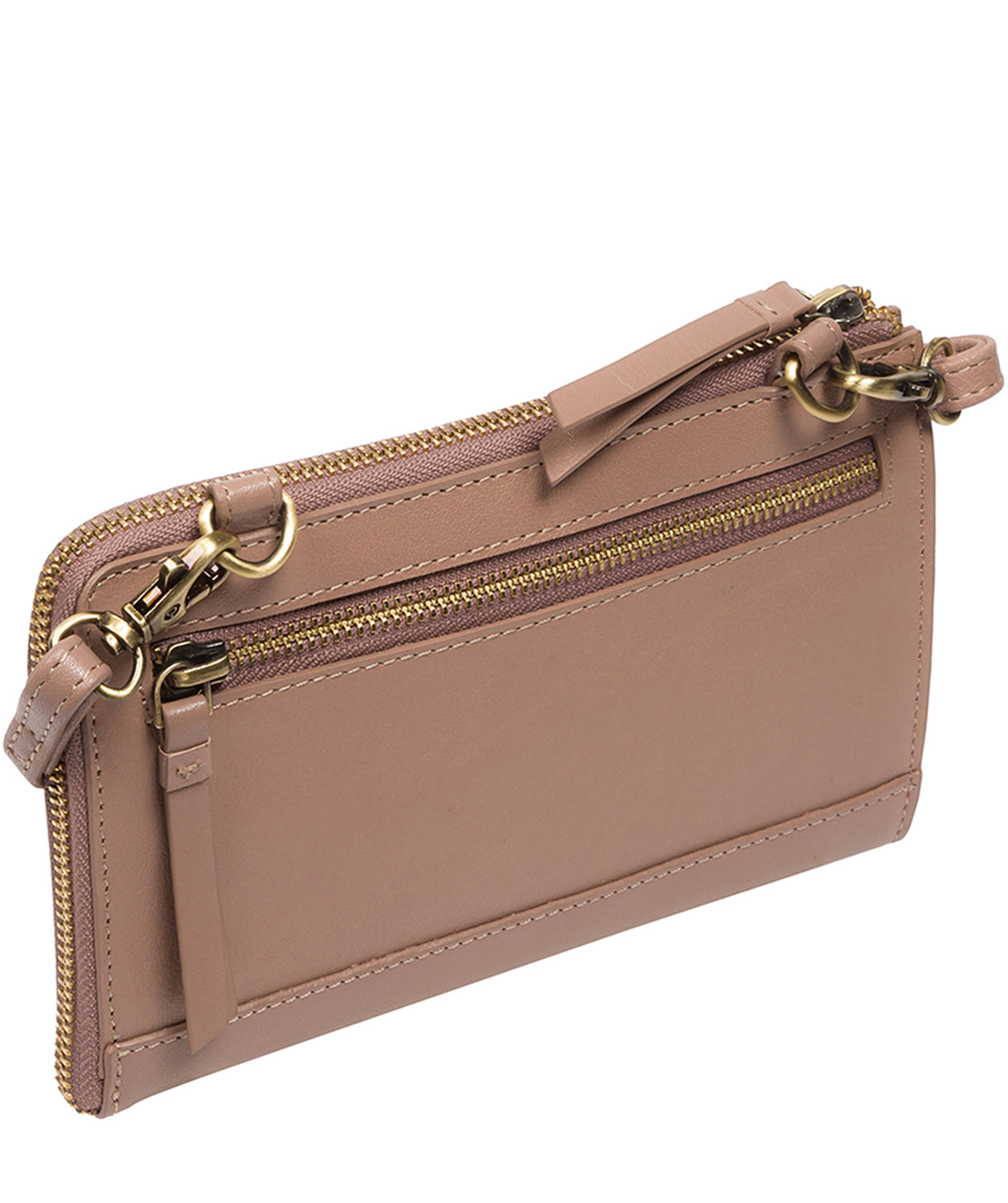 Conkca Signature Collection Bags: 'Winnie' Natural Taupe Leather Cross Body Clutch Bag