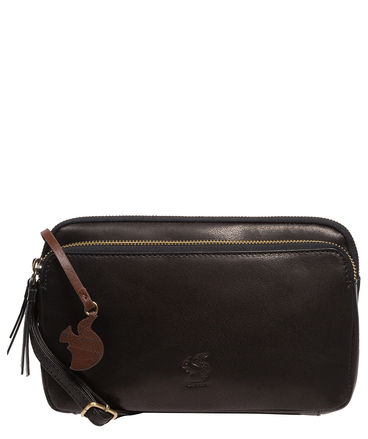 'Birdie' Black Leather Cross Body Bag