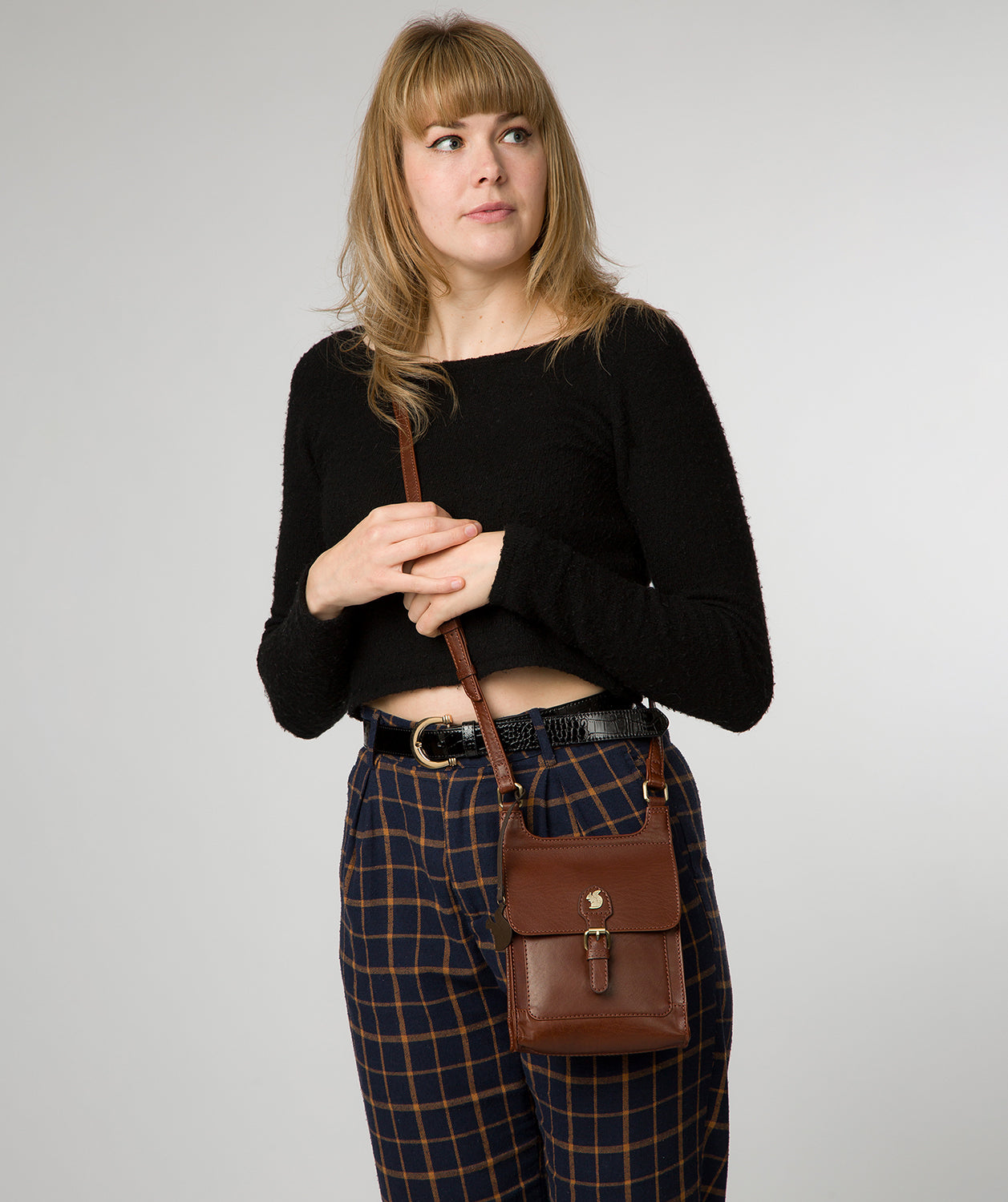 'Bryony' Conker Brown Leather Cross Body Bag