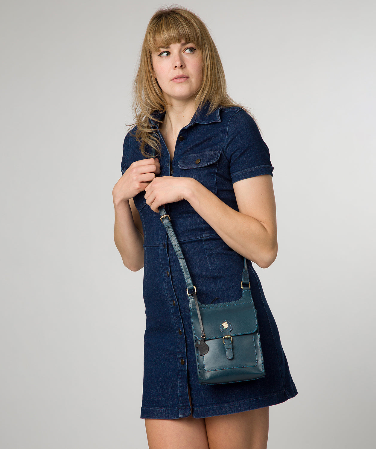 'Bryony' Snorkel Blue Leather Cross Body Bag