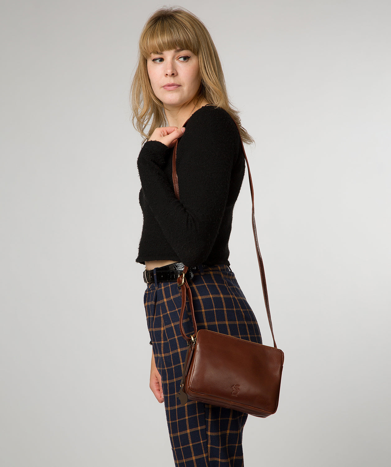 'Ember' Conker Brown Leather Cross Body Bag