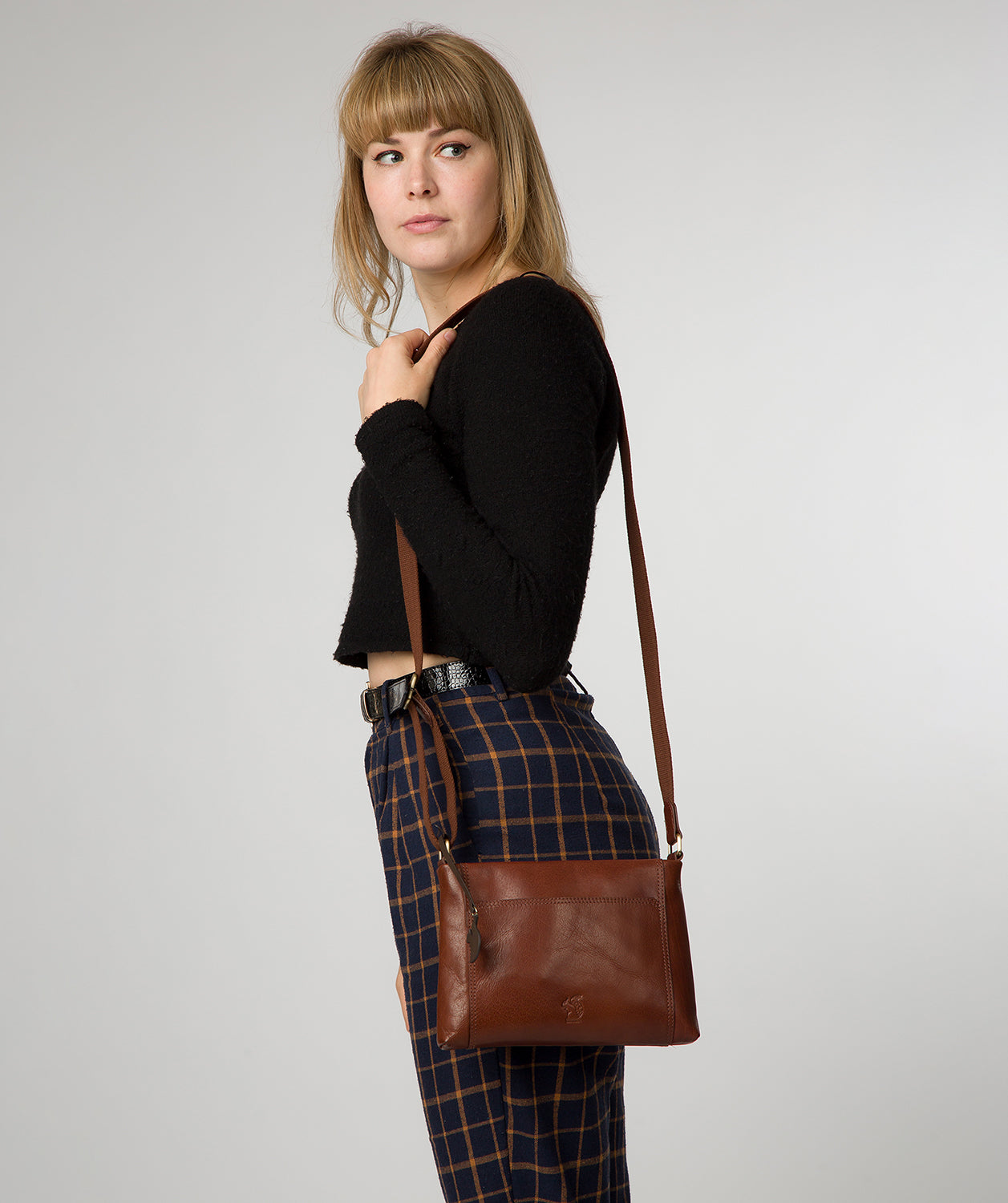 'Blossom' Conker Brown Leather Cross Body Bag