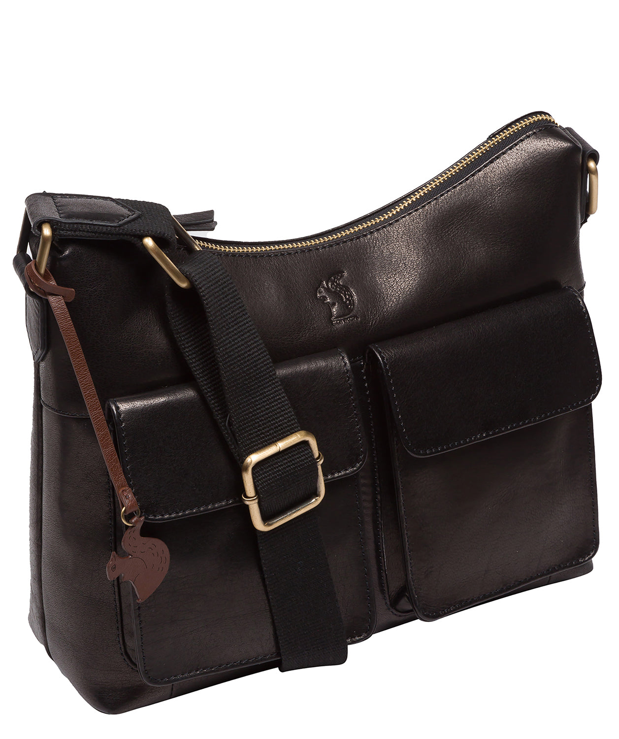 'Aimee' Black Leather Shoulder Bag