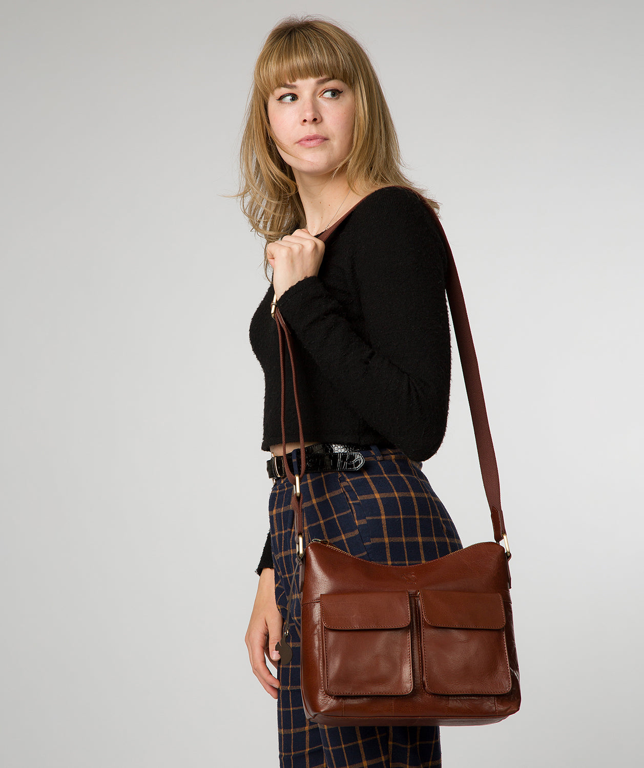 'Aimee' Conker Brown Leather Shoulder Bag