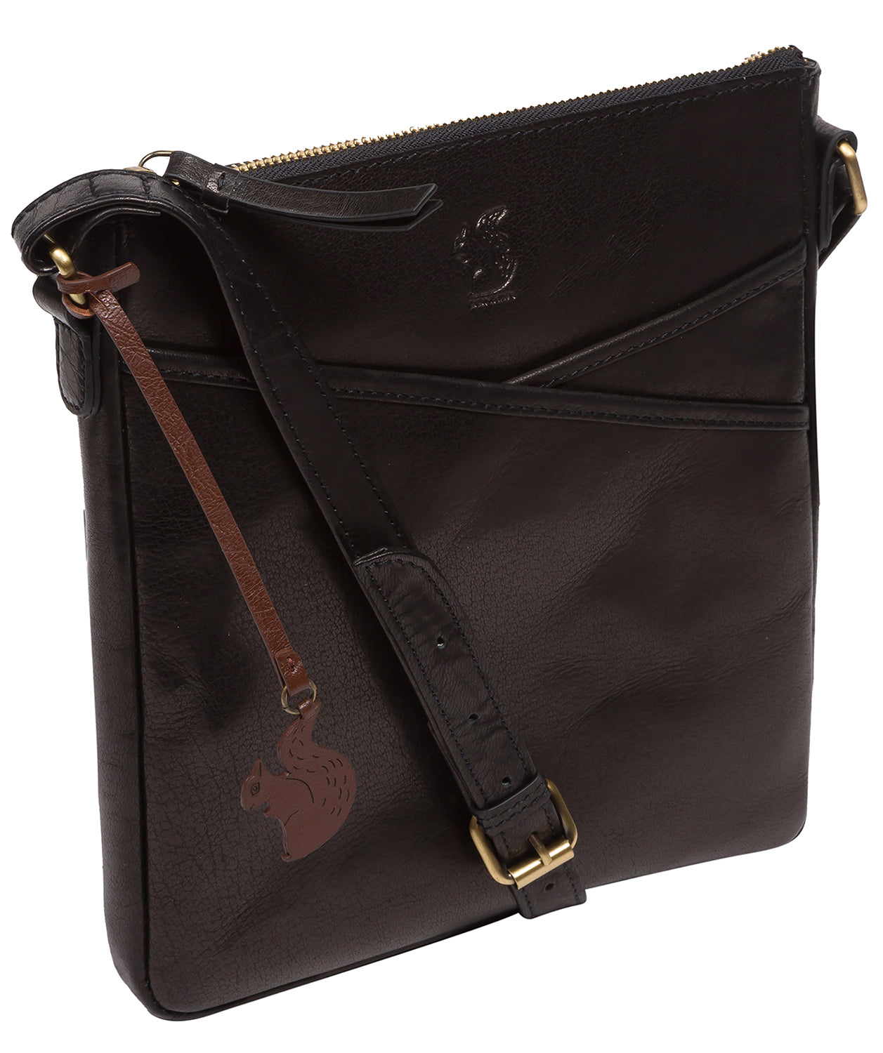 'Rose' Black Leather Cross Body Bag