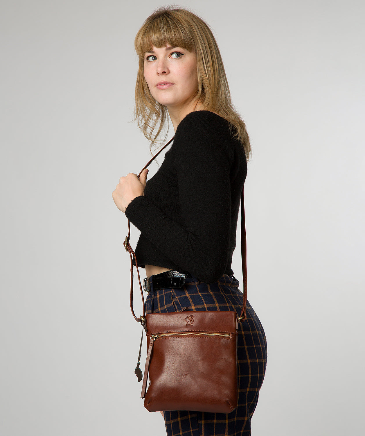 'Sable' Conker Brown Leather Cross Body Bag