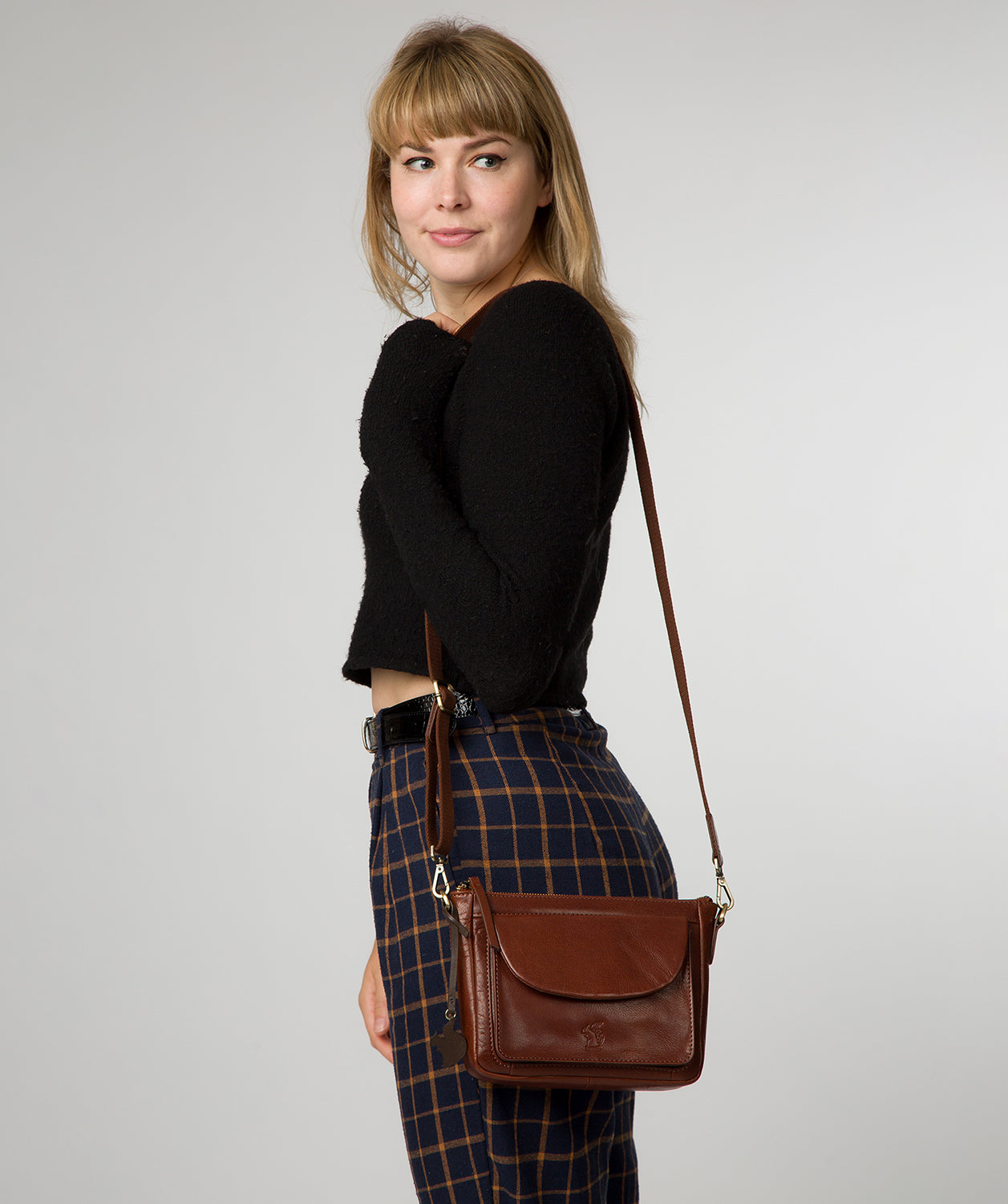 'Sonnet' Conker Brown Leather Cross Body Bag