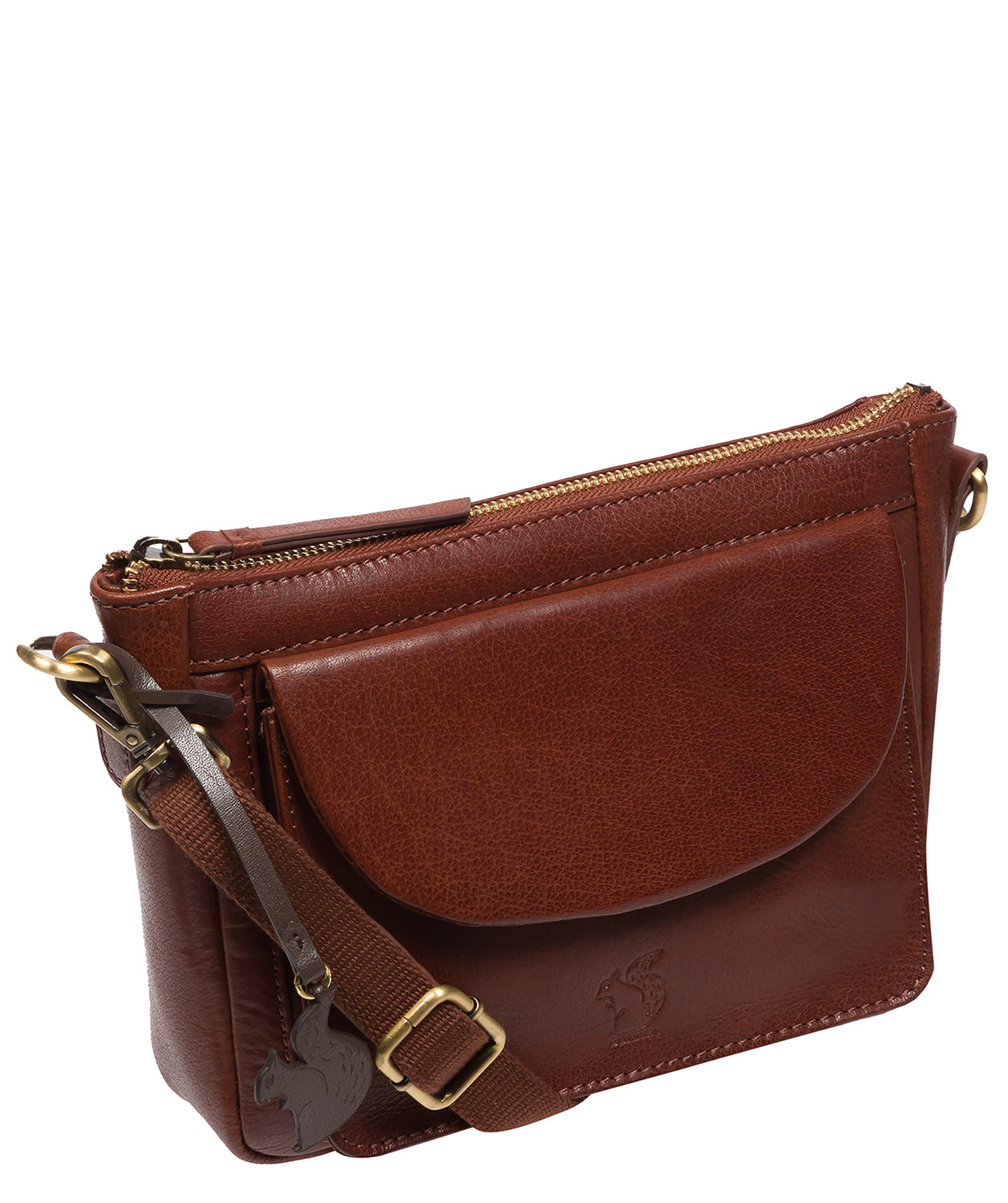 'Sonnet' Conker Brown Leather Cross Body Bag