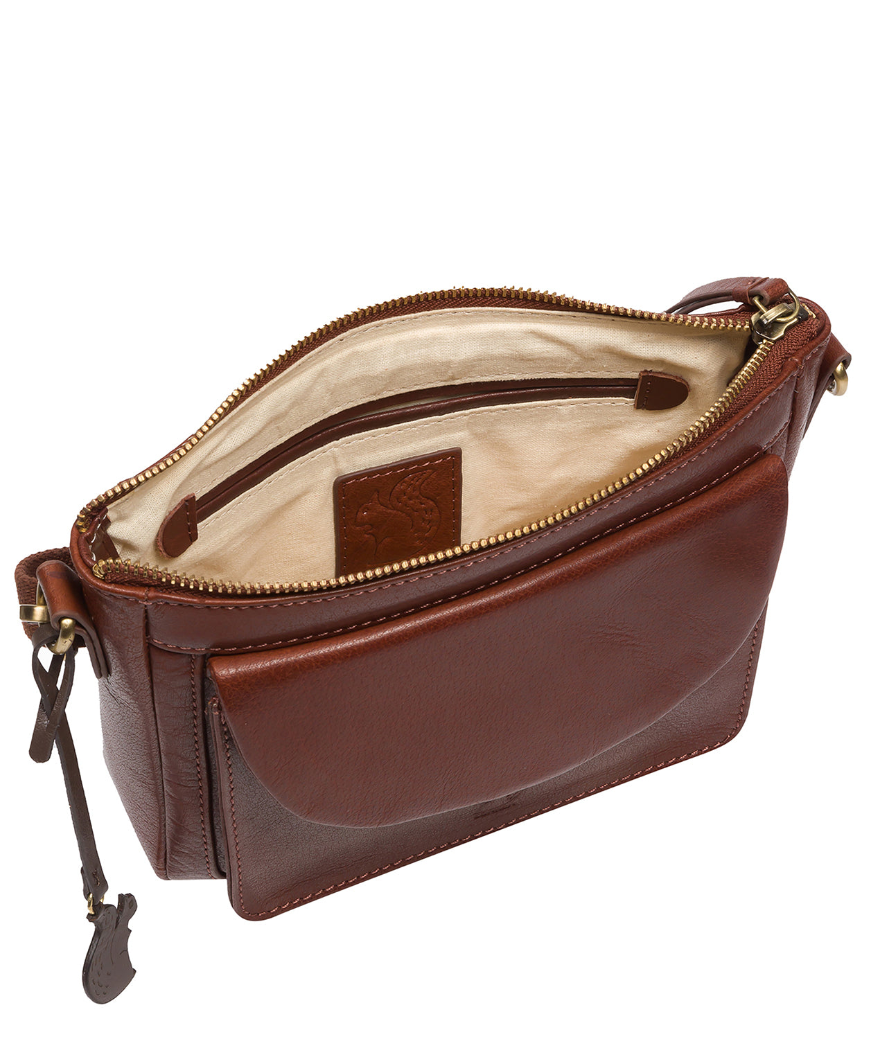 'Sonnet' Conker Brown Leather Cross Body Bag