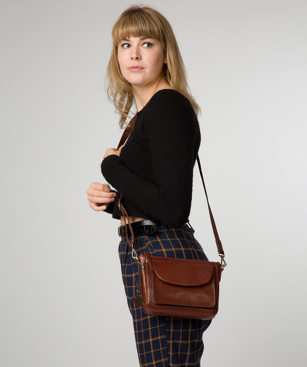 'Sonnet' Conker Brown Leather Cross Body Bag