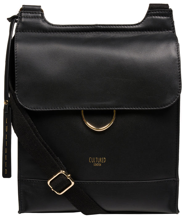 'Covent' Black Leather Cross Body Bag