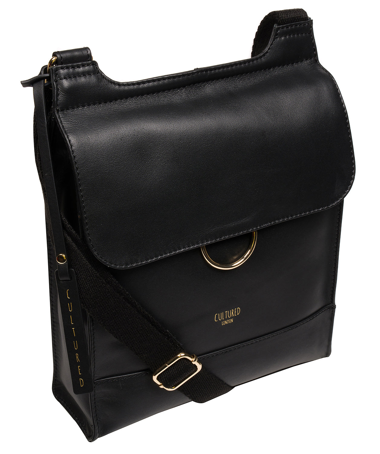 'Covent' Black Leather Cross Body Bag