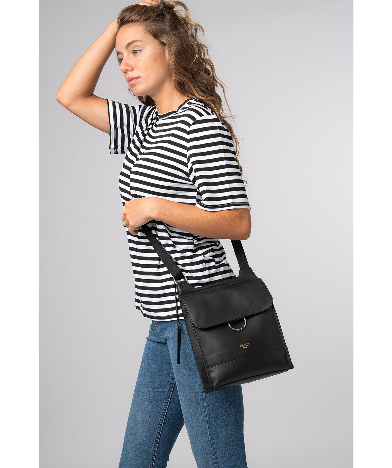 'Covent' Black Leather Cross Body Bag