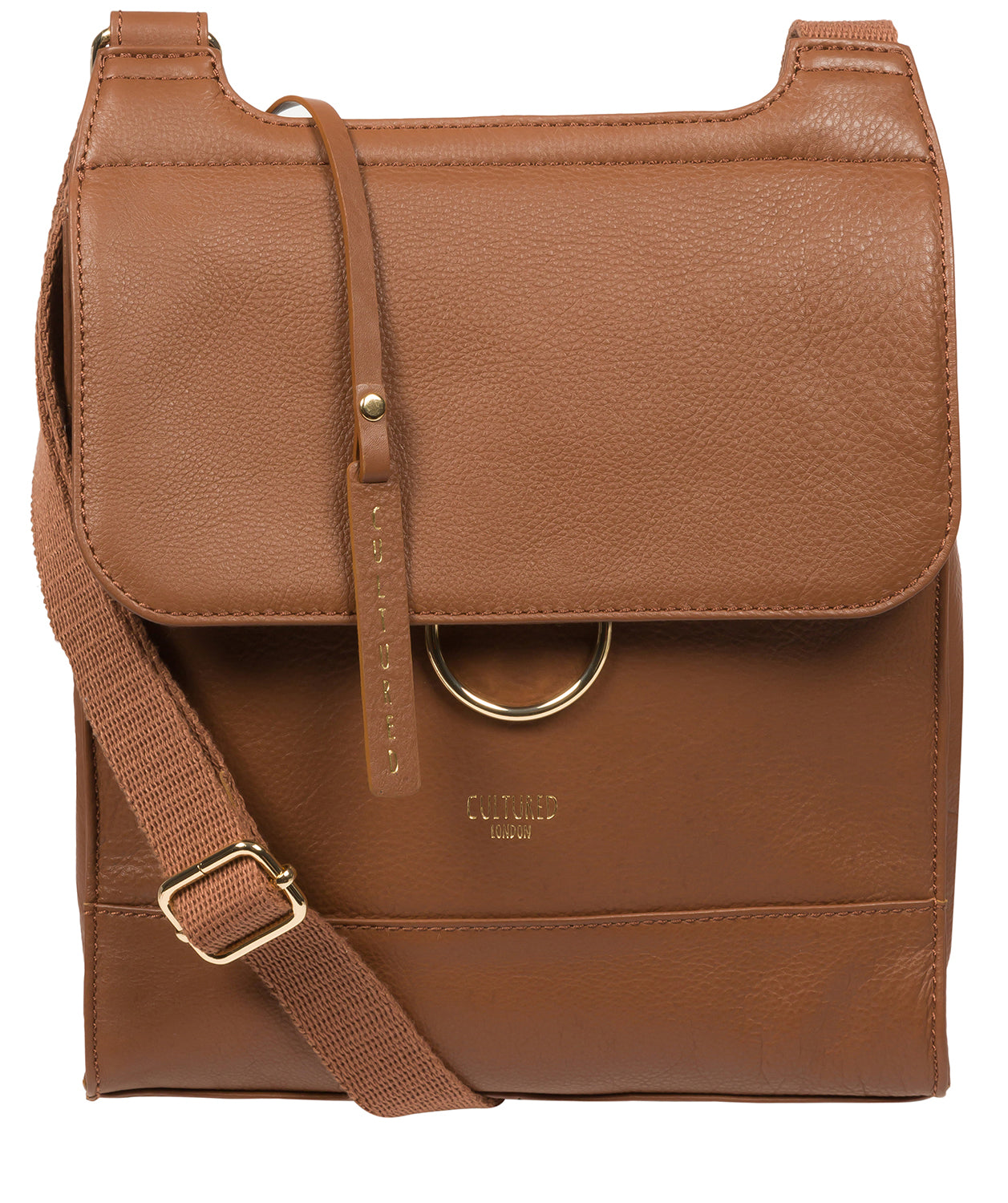 Cultured London Eco Collection Bags: 'Covent' Dark Tan Leather Cross Body Bag