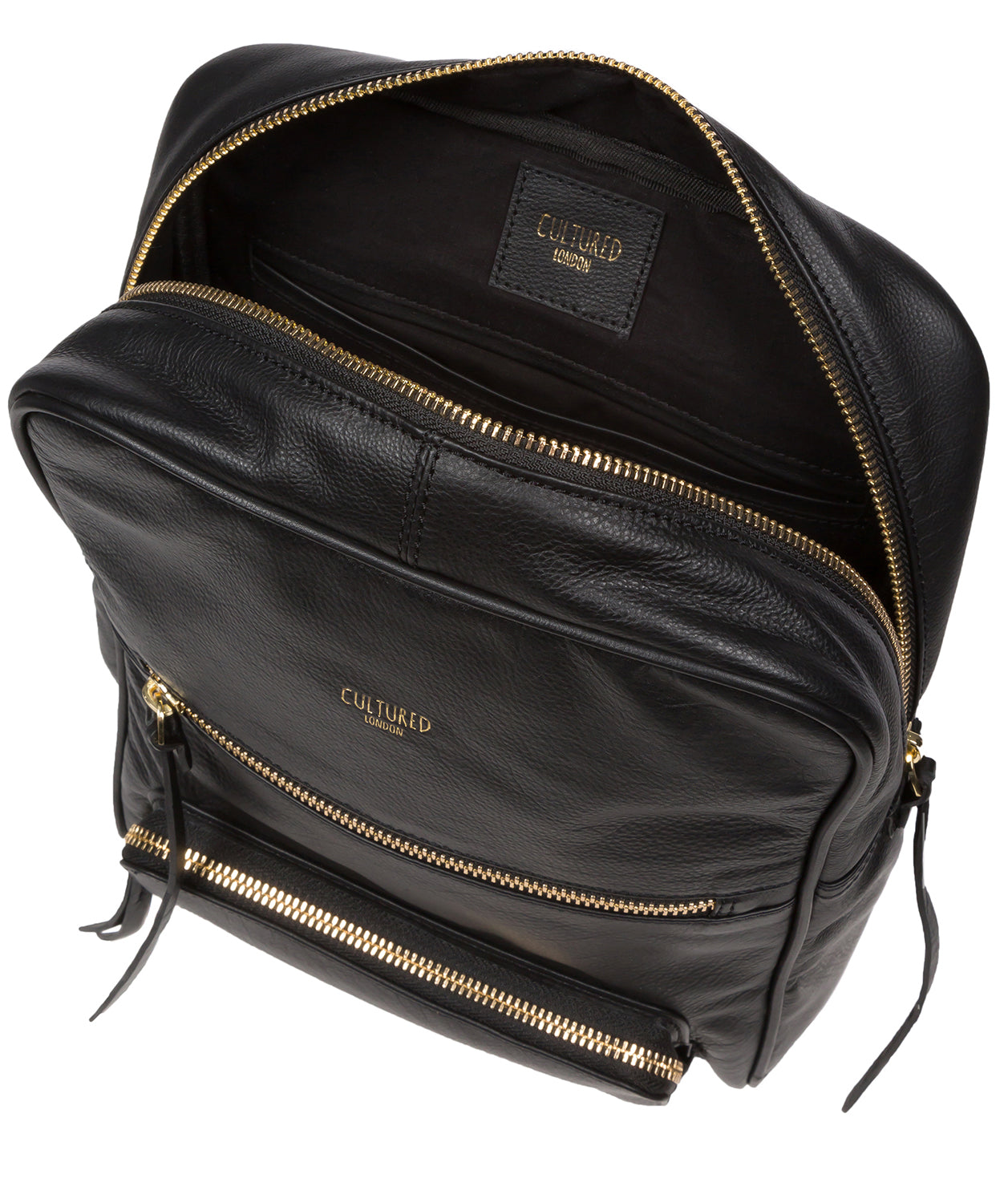 Cultured London Eco Collection Bags: 'Abbey' Black Leather Backpack