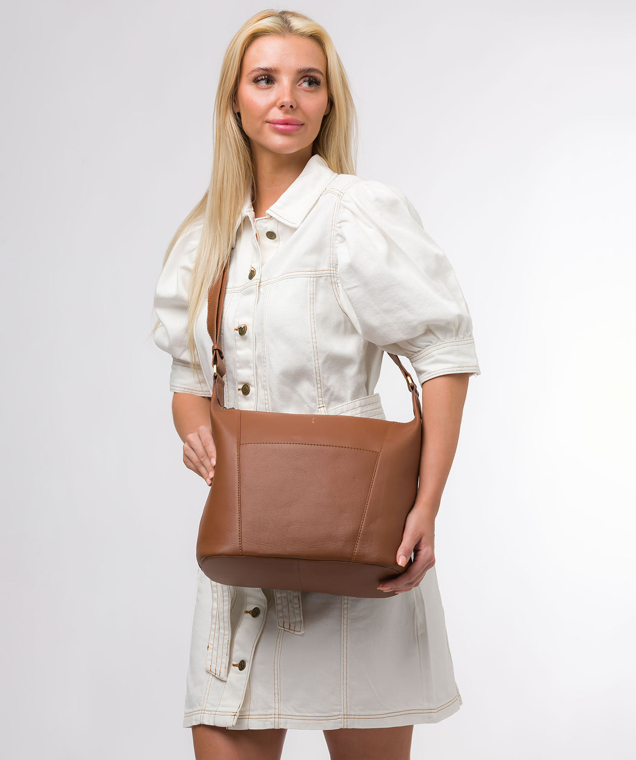 Cultured London Soho Collection Bags: 'Talisha' Tan Leather Shoulder Bag