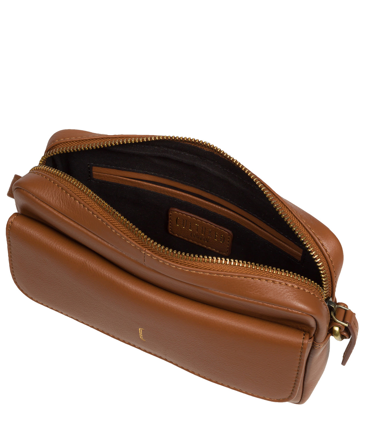 Cultured London Soho Collection Bags: 'Jodie' Tan Leather Cross Body Bag