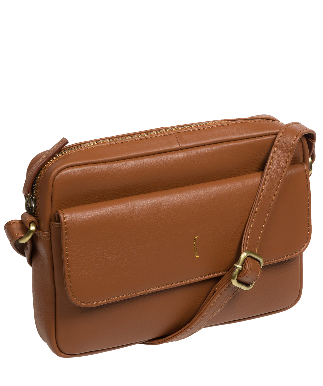 Cultured London Soho Collection Bags: 'Jodie' Tan Leather Cross Body Bag