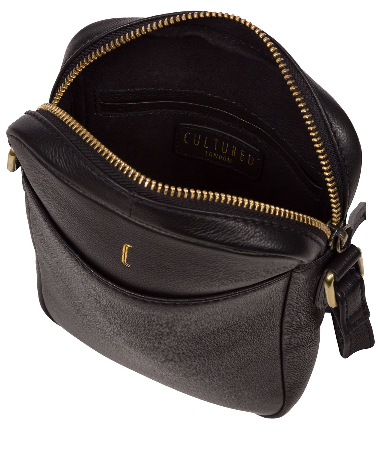 Cultured London Soho Collection Bags: 'Olivia' Black Leather Cross Body