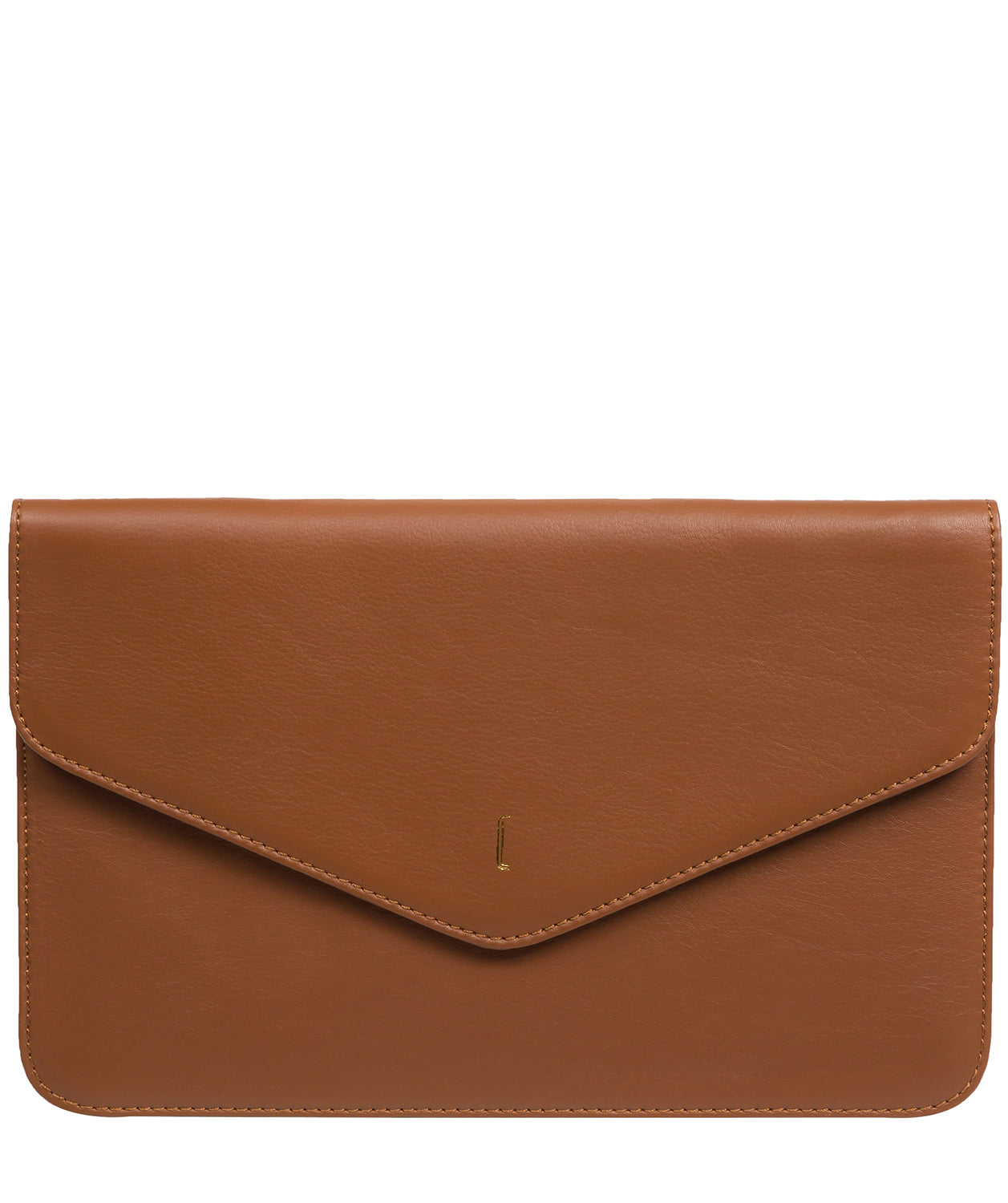 Cultured London Soho Collection Bags: 'Viviane' Tan Leather Clutch Bag